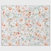 Papier Cadeau Aquarelle Rose Fleur Eucalyptus Feuille Floral (Plat)