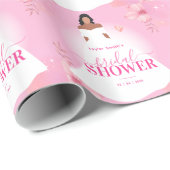 Papier Cadeau Aquarelle rose Fleur Fête des mariées mûre (Coin rond)