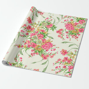 Papier Cadeau aquarelle rose fleur motif abstrait, art, dos