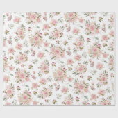 Papier Cadeau Aquarelle Rose Fleurs Motif Floral (Plat)