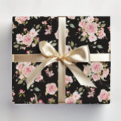 Papier Cadeau Aquarelle Rose Fleurs Motif Floral
