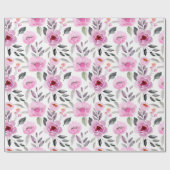 Papier Cadeau Aquarelle rose floral (Plat)