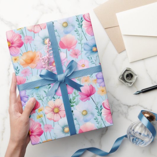 Papier Cadeau Aquarelle rose Floral (Cadeaux)