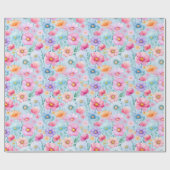 Papier Cadeau Aquarelle rose Floral (Plat)