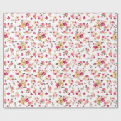 Papier Cadeau Aquarelle rose florale (Plat)