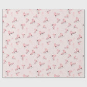 Papier Cadeau Aquarelle rose hiver patins à glace chaussures mot (Plat)