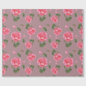 Papier Cadeau Aquarelle rose Illustration Art floral (Plat)