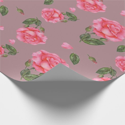 Papier Cadeau Aquarelle rose Illustration Art floral (Coin)