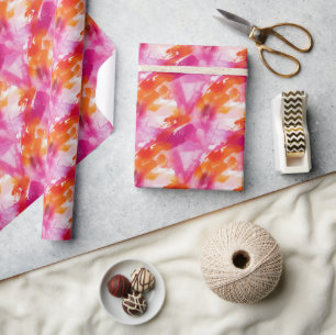 Papier Cadeau Aquarelle rose orange Abstrait