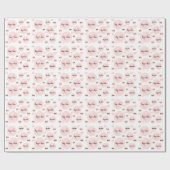 Papier Cadeau Aquarelle rose pâle Coeur (Plat)
