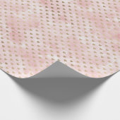 Papier Cadeau Aquarelle rose pâle Coeurs d'or (Coin)