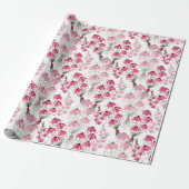 Papier Cadeau Aquarelle rose pâle Floral Peint à la main (Déroulé)