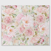 Papier Cadeau Aquarelle rose pâle Rose Floral (Plat)