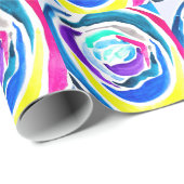 Papier Cadeau Aquarelle rose pop art bleu (Coin rond)