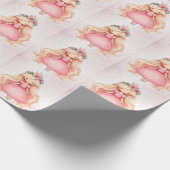 Papier Cadeau Aquarelle rose princesse Anniversaire (Coin)