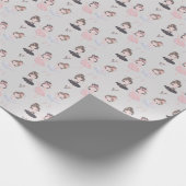 Papier Cadeau Aquarelle rose rose bleu or pâle (Coin)