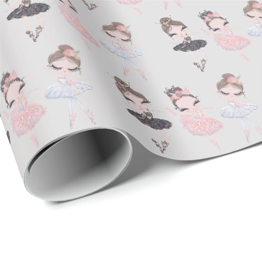 Papier Cadeau Aquarelle rose rose bleu or pâle (Coin rond)