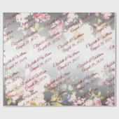 Papier Cadeau Aquarelle rose Roses jaunes, noir flou, Mariage (Plat)