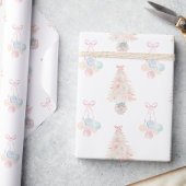 Papier Cadeau Aquarelle rose sapin de Noël Grille millénaire