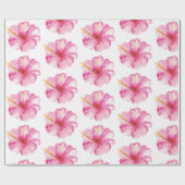 Papier Cadeau Aquarelle rose Tropical Hibiscus Flower (Plat)