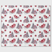 Papier Cadeau Aquarelle Rouge, Arbre de Noël, Emballages (Plat)