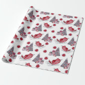 Papier Cadeau Aquarelle Rouge, Arbre de Noël, Emballages (Déroulé)