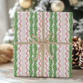 Papier Cadeau Aquarelle Rouge et vert Garland de Noël