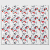 Papier Cadeau Aquarelle rouge glace bleu Motif de Noël (Plat)