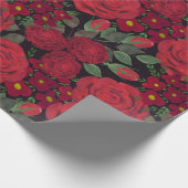 Papier Cadeau Aquarelle rouge roses sur le noir, (Coin)
