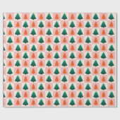 Papier Cadeau Aquarelle rouge vert Joyeux sapin de Noël motif (Plat)