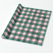 Papier Cadeau Aquarelle Rouge Vert Plaid Noël (Déroulé)