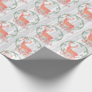 Papier Cadeau Aquarelle Russe Reindeer Boho