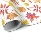Papier Cadeau Aquarelle Rustique Automne quitte Motif (Coin rond)