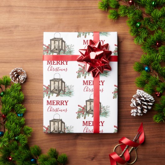 Papier Cadeau Aquarelle rustique Berries à pin de Noël (Cadeau de vacances)