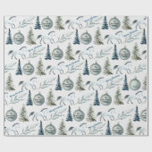 Papier Cadeau Aquarelle rustique Cheval d'hiver Nom personnalisé (Plat)