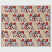 Papier Cadeau Aquarelle Rustique Noël mignonne Gnomes Vacances (Plat)