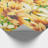 Papier Cadeau Aquarelle rustique Tournesol jaune et vert (Coin)