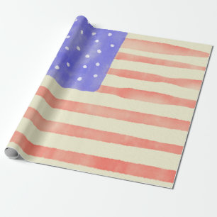 Papier Cadeau Aquarelle rustique USA drapeau américain