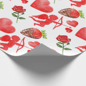 Papier Cadeau Aquarelle Saint-Valentin Motif (Coin)