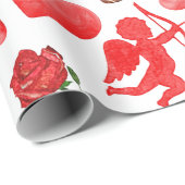 Papier Cadeau Aquarelle Saint-Valentin Motif (Coin rond)