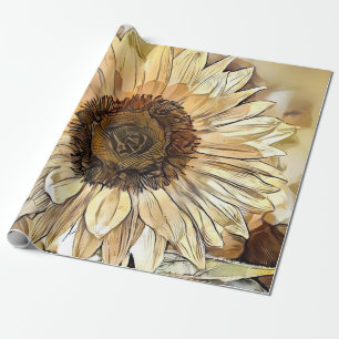Papier Cadeau Aquarelle Shine Sunflower Collection élégante