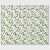 Papier Cadeau Aquarelle Snowberries avec Feuilles verts (Plat)