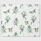 Papier Cadeau Aquarelle Snowberries et verdure d'hiver (Plat)