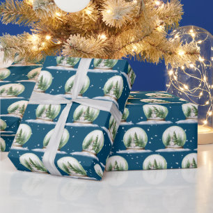 Papier Cadeau Aquarelle Snowman Dans Le Globe Des Neiges