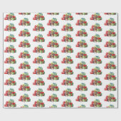 Papier Cadeau Aquarelle Souris de Noël avec cadeaux (Plat)