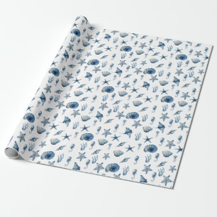 Papier Cadeau Aquarelle sous le Motif de mer