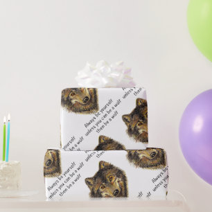 Papier Cadeau Aquarelle Soyez Toujours Vous-Même Soyez un Loup A