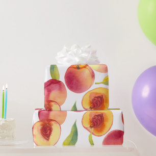 Papier Cadeau Aquarelle striée Ppêche les fruits