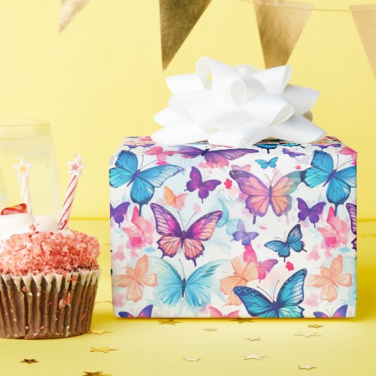 Papier Cadeau Aquarelle Style coloré Whimsical Papillon (Fête d'anniversaire)