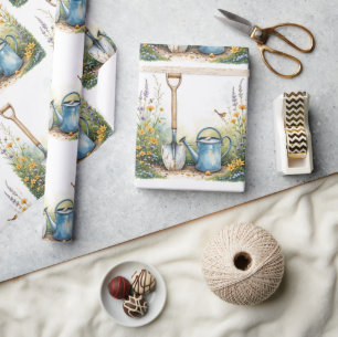 Papier Cadeau Aquarelle Style Garden Gardener outils